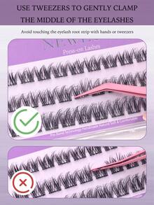Neweye 30/36Pcs Natural Brown Lashes Pre Glued Lash Clusters D Curl Self Adhesive Lashes Cluster Wispy Fluffy 10-14mm Mixed Individual Lashes Glue Free Cluster Lashes Fluffy Wispy Style Lashes Extension Comic Lashes Gift For Women & Girl Travel Makeup Tools - D - View 6
