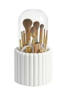 1pc Rotating Makeup Brush Holder, Fashionable Minimalist With Transparent Lid Pen Holder, Cosmetic Storage Tube, Rotating Skincare Storage Box For Vanity, Cosmetic Storage Box, Vanity Storage Box - View 11