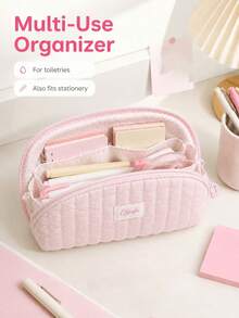 Pink Shell Pencil Case, Can Be Paired With Heart-Shaped Pendant, Fresh And Soft Korean Style, Suitable For Storing Toiletries And Keeping Items Organized, Comes With Multiple Storage Bags, Can Store School Supplies, Perfect For Back To School Season - A - View 5