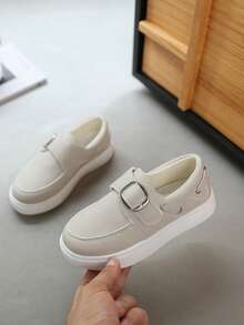 1 Pasang Sepatu Flat Anak Perempuan Bersol Lembut, Modis, Serbaguna, Anti Selip, Sepatu Sneaker untuk Aktivitas Luar Ruangan, Cocok untuk Anak Usia Sedang hingga Besar - Grey - View 1