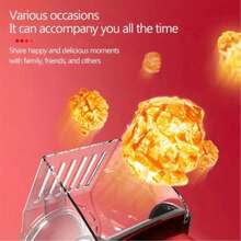 6-piece set (1pcs popcorn machine + 5 pcs popcorn bags)Mini Automatic Popcorn Machine, Plastic Hot Air Turbine Heating, Electric Popcorn Maker for Home Use, One-Touch Operation, Oil-Free, - Ideal for Watching Movies and TV Shows - Rojo - Ver 3