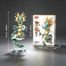 Azure Dragon Building Blocks Handmade DIY Collectible Decor, Holiday Gift Dragon Blocks, Immersive Stress Relief Assembly For Adults, Traditional Myth Chinese Dragon Building Blocks, 3D Interlocking Blocks Adult Stress Relief Toy - Multicolor - View 16