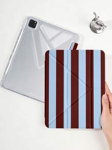 1件紅藍條紋平板保護殼，適用於 iPad Mini6/7/Air/Air2/9.7/10.2/10.5/10.9 (Air4-Air8)/Pro 11/10th Gen/A16/Pro 11 2024，彩繪圖案平板保護套，透明壓克力背殼，絲綢質感 8 角支架，自動睡眠/喚醒，內置筆槽，不含筆，部分機型附相機框 - 彩色 - 查看 7