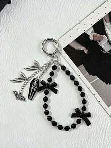 1pc Halloween Coffin Bat Wings Bow Keychain Bag Charm - Multicolor - View 1