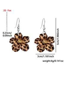 1 Pair 2D Flat Elegant Deep Sea Blue Lily Pattern Acrylic Pendant Earrings For Women Daily Wear - Brown - View 3