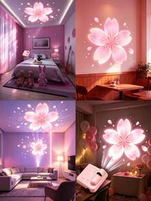 1pc Mini Plastic Projection Lamp, Cherry Blossom Projection Light, 1 Set LED Projection Lamp, Cherry Blossom LED Projection Light, Battery Operated, Suitable For Wall/Ceiling Decoration, Bedside Night Light, Birthday Gift, Party, Gathering, Room Decor, Night Light - Multicolor - View 11