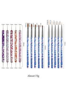 Set Kuas Nail Art 15 Buah, 5 Pena Titik Rhinestone Dua Ujung, Kuas Embossing & Liner, Tersedia 2 Gaya, Alat Menggambar Manikur Multifungsi, Perlengkapan Kuku Ramah Pemula untuk DIY di Rumah & Salon Kuku - MultiWarna - View 8