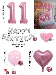 粉色與銀色氣球花環生日套組，40英吋大數字箔氣球，適合男士與女士，16歲生日、18歲生日、20歲生日、21歲生日、25歲生日、30歲生日、35歲生日、45歲生日派對裝飾 - 粉紅銀色 - 查看 14