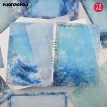 Ruonaorou 12pcs/Set Vintage Blue Nautical Deep Sea Vellum Paper Junk Journal Translucent Premium Blue Ocean Wave Underwater Texture Material Paper Vellum Paper Planner Decoration DIY Junk Journal Diary Notebook Material Paper Envelope Greeting Card Vellum Paper Decoration (2D Flat) A5 - Black - View 10