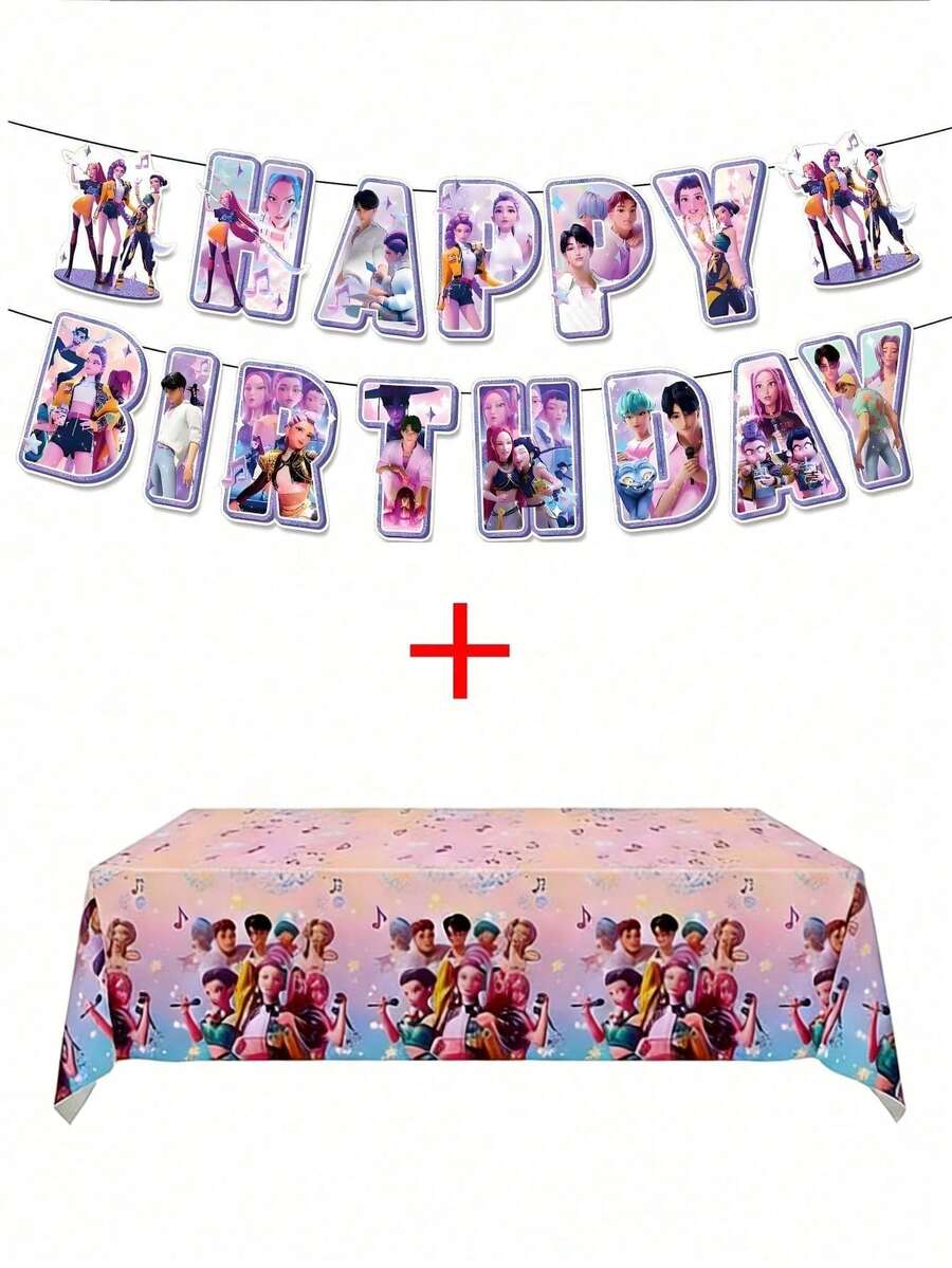 KPop Demon Hunters K‑Pop Demonhunters Support Pennants, Fan Hanging Flags For K‑Pop Enthusiasts, Exquisite And Fashionable Design, Easy Installation, Suitable For Dorm Wall Decor, Live Event Support, Theme Party, Live Stream Background Setup; Multi-Scenario Style Accessories And Wall Decor, Meeting Various Aesthetic Scene And Theme Arrangement Needs - Multicolor - View 1