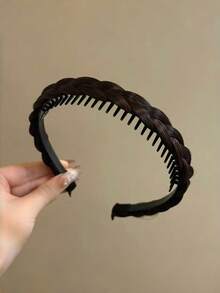 1pc Braided Wig Headband, Natural Non-Slip Toothed Hair Hoop For Women, Easy Styling Hair Accessory - Multicolor - View 5