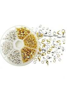 340PCS/Box Beading Tool Box DIY Bracelet Necklace Materials Jewelry Accessories 6-Compartment Lobster Clasp Open Jump Ring Snap Clasp Keychain Chain Phone Chain DIY Tools, Suitable For DIY Jewelry Bag Charm Keychain Bracelet Necklace And More - Multicolor - View 9