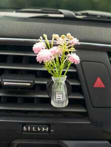 Mini Vase Car Air Vent Clip, Artificial Carnation Aromatherapy Diffuser, Cute Car Interior Decor And Car Fragrance - A - View 16