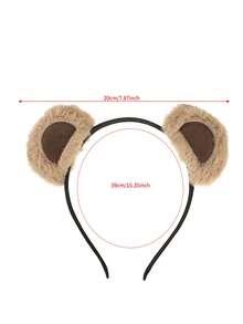 1pc Cute Plush Bear Ears Headband Fuzzy Fluffy Animal Hair Hoop For Party Amusement Park Cosplay Hair Accessories - Multicolor - View 4