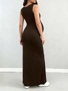 Parara Maternity One-Piece Long Pants Tank Top V-Neck High Elasticity Dress, Comfortable And Fashionable Maternity Dress Summer - Brown - View 5