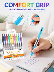 ZhiJi 6/8/10pcs Colorful Neutral Pens - Retractable, Fine Tip (0.7mm), Multiple Vibrant Colors, Gel Pen Set, Eyeliner Pen, Needle Pen, Ballpoint Pen, Perfect For Vibrant Color Writing And Sketching, Smooth Writing, Used For Drawing, Highlighting, Note-Taking, Making Manuals, Office Use - Multicolor - View 5