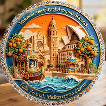 Valencia City Of Arts And Sciences Fallas Bloom And Orange Trees By The Mediterranean Magnet Where Every Plaza Dances With Fire And Joy Keepsake For All Metal Surfaces Throughout The Home - A - View 1