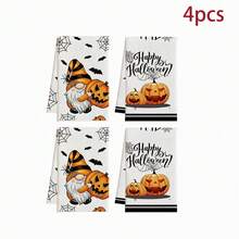 2/4/6件組 侏儒南瓜萬聖節廚房毛巾套組，南瓜燈籠蜘蛛網手巾/抹布，超吸水/居家裝飾禮品 - 彩色 - 查看 9