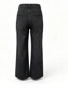 Casual American Street Style Minimalist Daily Commute Versatile Women Jeans Spring Black Fall - Black - View 11