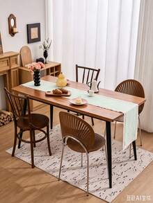 1/16PCS Vintage Minimalist Green & White Striped Lace Table Runner, Reusable Long Tablecloth For Coffee Table, Cabinet, Outdoor Holiday Decor, Suitable For Living Room, Dining Room, Holiday Party, Family Gathering, Wedding Banquet, Birthday Table Decoration - Green - View 5
