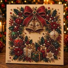 2D Shaped Christmas Diamond Painting Set, Pearl Rhinestone Wall Decor, Christmas Bells, Gingerbread House, Reindeer Socks, Tree Patterns, Canvas Decoration, Suitable For Living Room, Bedroom, Holiday Gift - Sets - View 4
