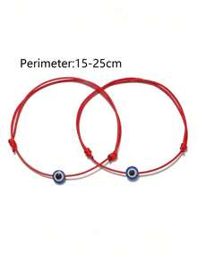 RINTOLER 2pcs Minimalist Creative Eye-Shaped Beaded Couple Bracelets, Random Style - ZJ7768-2 Pieces Black Eye Bracelet - View 4