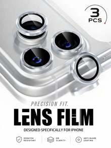 MIGAE 3pcs Silver Metal Ring 9H Hardness Anti-Scratch Tempered Glass Camera Lens Protector, Compatible With IPhone 18 Pro 18 Pro Max 17 Pro Max 17 Pro 17 16 Pro Max 16 Pro 16 Plus 16 15 Pro Max 15 14 13 12 11, Decorative Phone Accessory - Silver - View 37