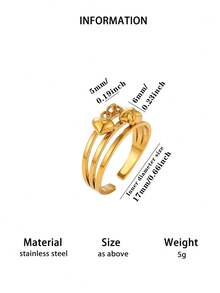 Vintage Creative Geometric Heart Pendant Adjustable Open Ring, Women's Fashion Accessory Personalized Jewelry Party Gift - JZ10461 - View 6