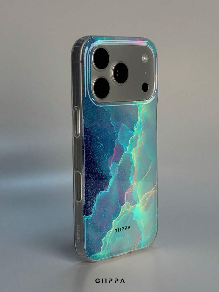 GIIPPA 1pc Neon Nebula Starry Fluid Pattern Design Phone Case, Compatible With Phone 17 Pro Max, 16 Pro Max, 15 Pro Max, 14 Pro Max, Korean High-End Fashion Fun Phone Case, Suitable For 11/12/13/14/15/16 Pro Max Plus, Elegant Design For Men And Women, Perfect Gift For Girlfriend On Christmas, Valentine's Day, Easter, Wedding Season And Birthday! - Multicolor - View 2