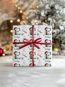 Personalised Funny Patterns And Text Wrapping Paper, With Santa Claus, Santa Hat Pattern, Multiple Colors, Suitable For Birthday, Anniversary, Christmas, Party, Holiday. - Multicolor - View 3