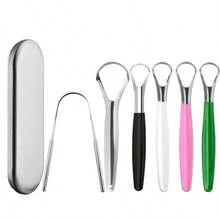 Multi‑Color Tongue Scraper Kit With Storage Case, Stainless Steel Multi‑Style Tongue Cleaners, Reusable Oral Hygiene Tools, Remove Tongue Coating & Reduce Bad Breath, Portable Mouth Care Set For Men Women Home & Travel - Multicolor - View 10