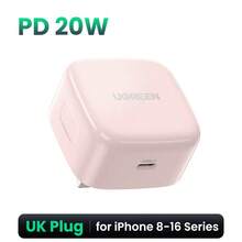 UGREEN 粉色氮化镓墙充  20W USB-C 氮化镓快充 USB-C*1 英规插头 春季复活节礼物 - 淺粉色 - 查看 2
