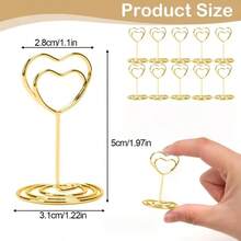 10/20/30/50pcs Gold/Seat Number Card Holders, Table Number Stands, Dining Table Card Clips, Wedding Heart-Shaped Table Signs Photo Menu Memo Clips, Valentine's Day Desktop Decoration - View 2
