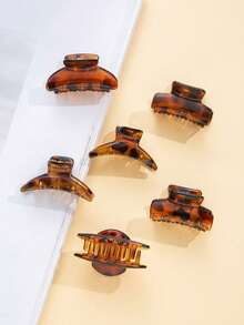 6pcs Women's Black Plastic Small Hair Claws Suitable For Daily Use - Coffee - View 2