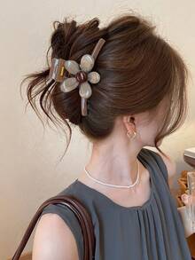 Vintage Coffee Floral Claw Clip, Minimalist Elegant Hair Claw For Updo, Back Of Head Hair Accessory - Coffee Brown - View 5