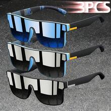 3PCS Fashion Vintage Square Sports Glasses Flat Frame Street For Unisex Eyewear For Choice For Outdoor Vacation And Daily Clothing Matching - 3PCSF766 - View 8
