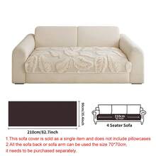SANMOSPIN 1PC Bohemian Style Sofa Cover, Thick Quilted Sofa Cushion With Leaf Pattern, Soft And Comfortable, Pet-Friendly, Machine Washable, Suitable For 1/2/3/4 Seater L-Shaped Sofa, Living Room, Bedroom, Office Decor - Beige - View 14