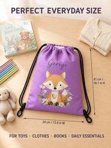 Customized Wildlife Zoo Animal Name Drawstring Bag - Personalized Zoo Text Backpack, Suitable For Picnics, Unique Gift Bags, Can Be Used As Birthday Party, Baby Shower Gifts And Customized Birthday Presents - Multicolor - View 8