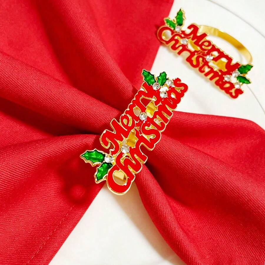 FILIAL MIN Christmas Metal Napkin Rings, Reindeer Garlands, Christmas Trees, Snowflake Napkin Rings, Napkin Clasps, Dining Table Decorations - Style 3 - View 1