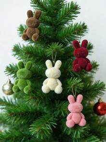 10pcs Resin Cartoon Rabbit Accessories, Suitable For Christmas Decoration, Phone Case Accessories And Hair Clips, Multi-Color Cute Rabbit Shape DIY Handmade Materials, Perfect As Christmas Theme Party Decoration Accessories And Christmas Ornaments - Multi-color - View 10