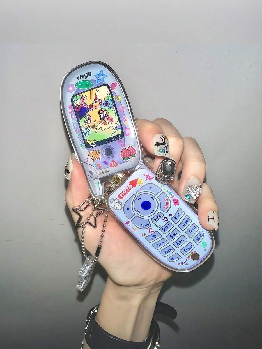 Mini Phone Photo Frame Keychain - Cute Cartoon Y2K Style Compact Acrylic Pendant, Can Be Hung On Backpacks Or Other Accessories (Photo Not Included)