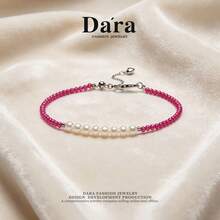 DARA Freshwater Pearl Silver Bracelet S925 Silver Zirconia Beaded Romantic Women's Gift - Multicolor - View 6