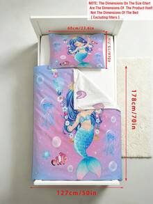 2件組可愛皇冠美人魚幼兒床上用品套裝，適用於兒童床與嬰兒床，節日送禮佳品（不含填充物），100%聚酯纖維 - 彩色 - 查看 12