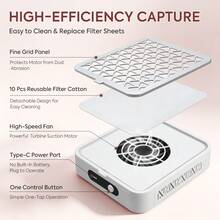 DianaBeauty Professional Nail Dust Collector, Powerful Vacuum Nail Dust Collector With Reusable Filter - White - View 5