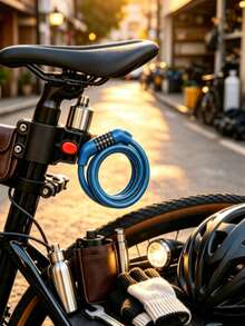1pc Upgraded Bicycle Combination Cable Lock With Mounting Bracket, Flexible Spiral Steel Cable Design, High-Strength Steel Cable Material, Includes Mounting Bracket For Convenient Storage, Suitable For Daily Parking Theft Prevention - A - View 7