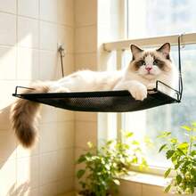 Portable Window Hanging Cat Hammock, Removable Washable Fabric Cover Sturdy Frame Space-Saving Cat Sunbathing Bed, Cat Supplies - one-size - View 1