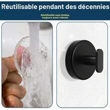 Crochets à ventouse pour douche : Support extra fort de 6,8 kg pour salle de bain, cuisine, porte, miroir, carrelage, verre – Se - noir mat - Voir 6