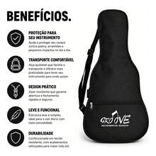 Capa Bag Cavaquinho Groove Alca Bolso Ziper Reforcada Preta - Preto - Visão 3