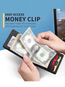 RFID Anti-Theft Men's Card Holder, Credit Card Wallet, Slim Short Carbon Fiber Card Clip, Black Folding Wallet - Black - View 9