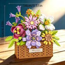 817pcs Flower Basket Building Blocks Set, Floral Set, Interlocking Toy Set, Creative Plant Floral Decor Model Toy, Home Office Desk Centerpiece Decoration, Ideal Gift For Flower Lovers, Mother's Day, Birthday, Christmas, Valentine's Day, Easter - Multicolor - View 6